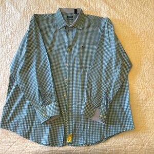 Izod Green Checkered Button Down Shirt